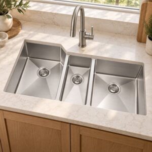 JOMOLA triple bowl brushed handmade stainless steel sink