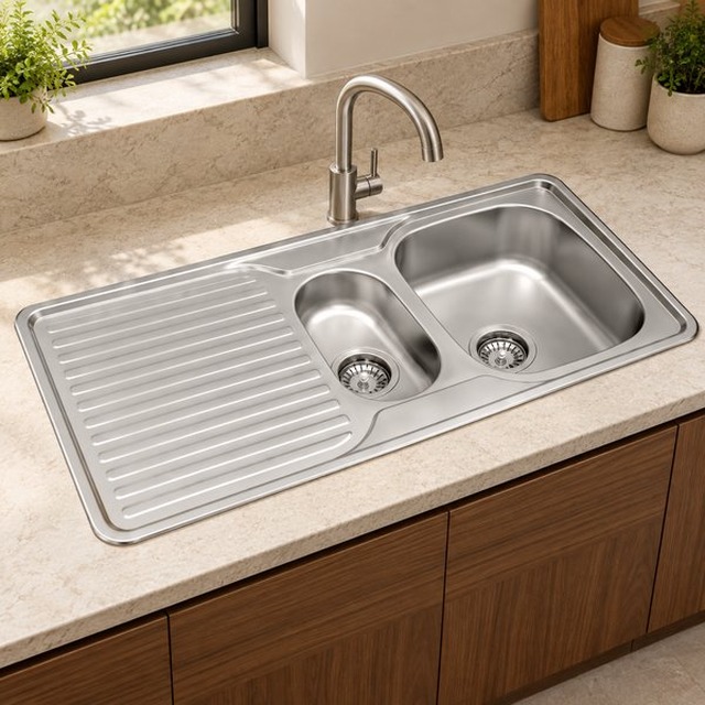 JOMOLA 1100 x 500 mm double bowl stainless steel sink