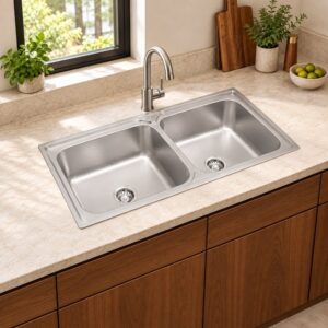 JOMOLA 1150 x 500 mm double bowl stainless steel sink