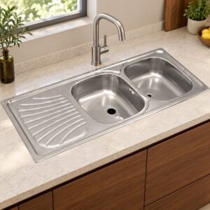JOMOLA 1100 x 500 mm double bowl stainless steel sink
