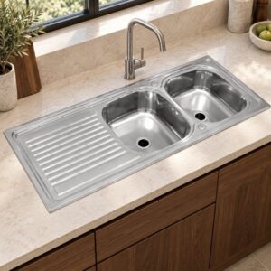 JOMOLA 1200 x 500 mm double bowl stainless steel sink