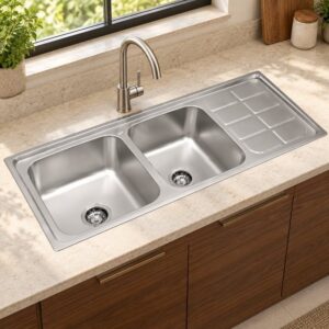 JOMOLA 1200 x 500 mm double bowl stainless steel sink