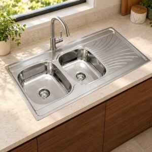 JOMOLA 1200 x 600 mm double bowl stainless steel sink