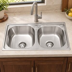 JOMOLA 680 x 380 mm double bowl stainless steel sink