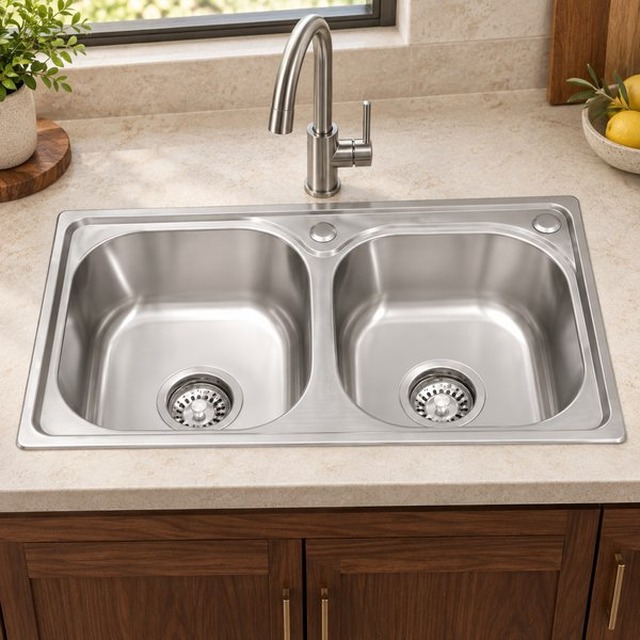 JOMOLA 680 x 380 mm double bowl stainless steel sink