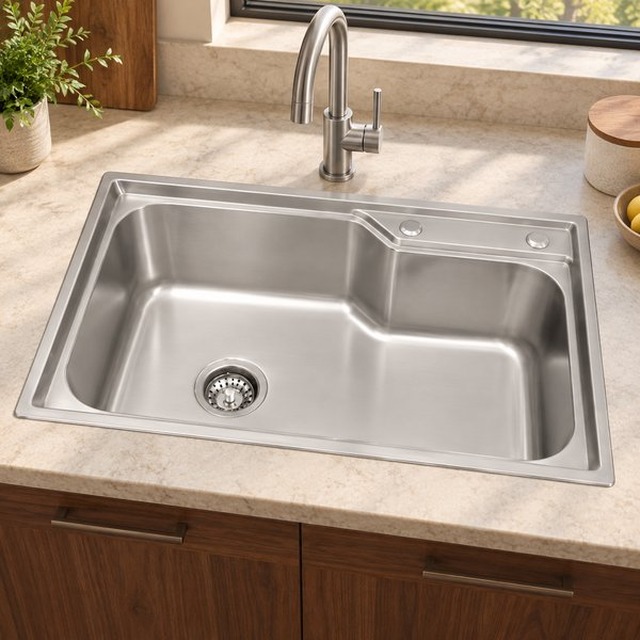 JOMOLA 750 x 450 mm single bowl stainless steel sink