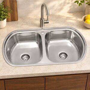 JOMOLA 770 x 490 mm double bowl stainless steel sink