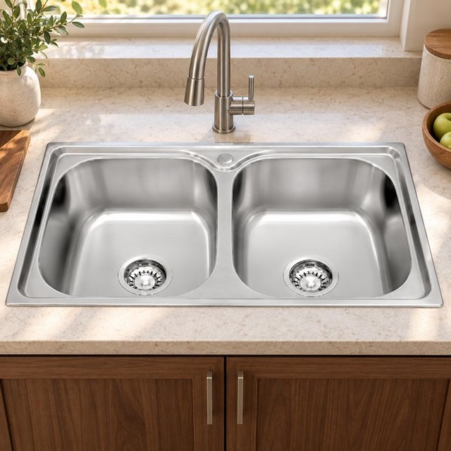 JOMOLA 780 x 430 mm double bowl stainless steel sink