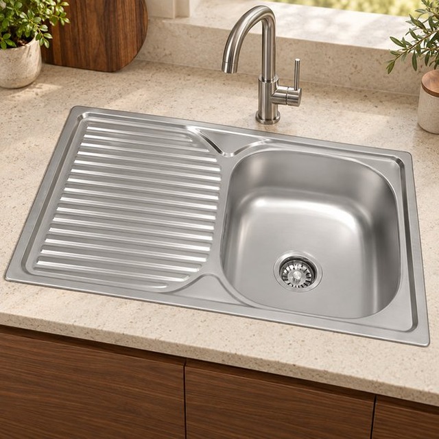 JOMOLA Punching Stainless Steel Sink 780x480mm Integrated Drainboard