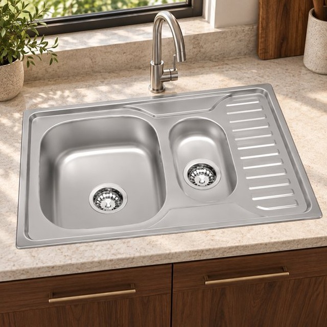 JOMOLA 780 x 500 mm double bowl stainless steel sink