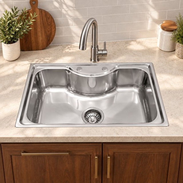 JOMOLA 800 x 500 mm single bowl stainless steel sink
