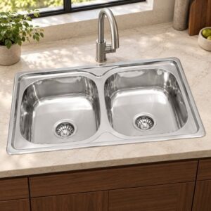 JOMOLA 800 x 500 mm double bowl stainless steel sink