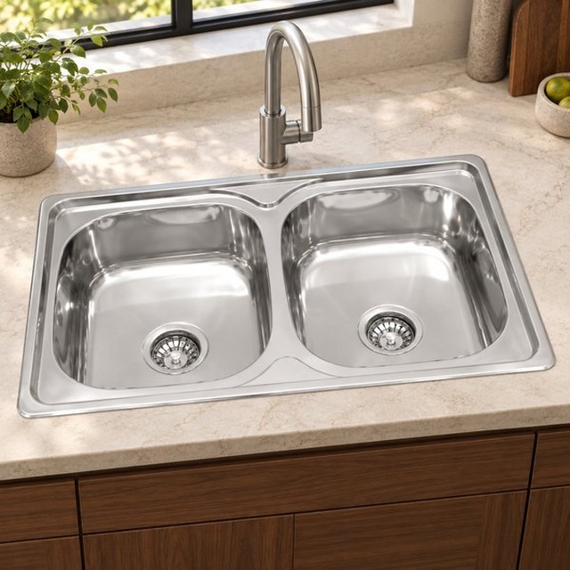 JOMOLA 800 x 500 mm double bowl stainless steel sink