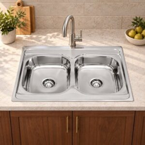 JOMOLA 800 x 600 mm double bowl stainless steel sink