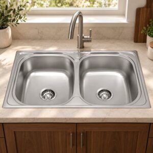 JOMOLA 810 x 460 mm double bowl stainless steel sink