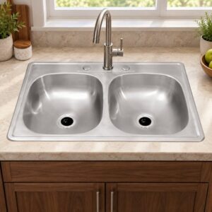 JOMOLA 840 x 560 mm double bowl stainless steel sink