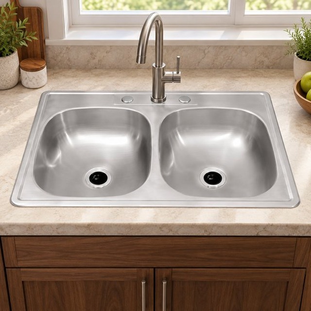 JOMOLA 840 x 560 mm double bowl stainless steel sink