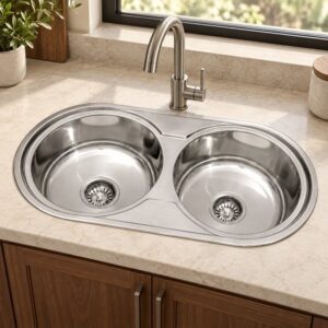 JOMOLA 850 x 500 mm double bowl stainless steel sink