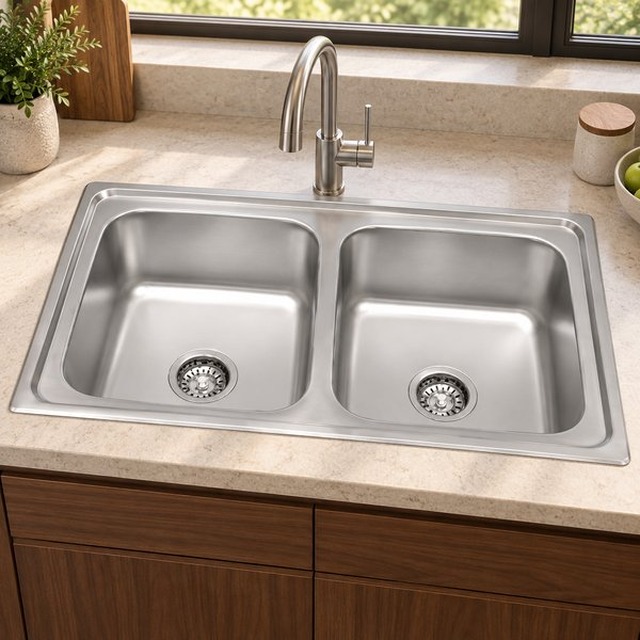 JOMOLA 850 x 500 mm double bowl stainless steel sink