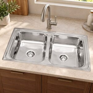 JOMOLA 860 x 470 mm double bowl stainless steel sink