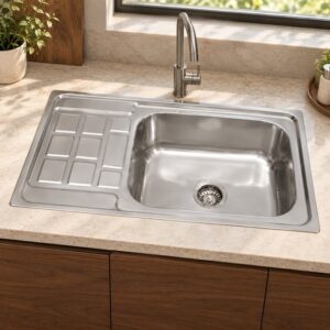 JOMOLA 860 x 500 mm single bowl stainless steel sink