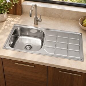 JOMOLA 900 x 500 mm single bowl stainless steel sink