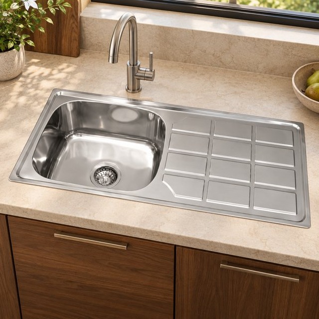 JOMOLA 900 x 500 mm single bowl stainless steel sink