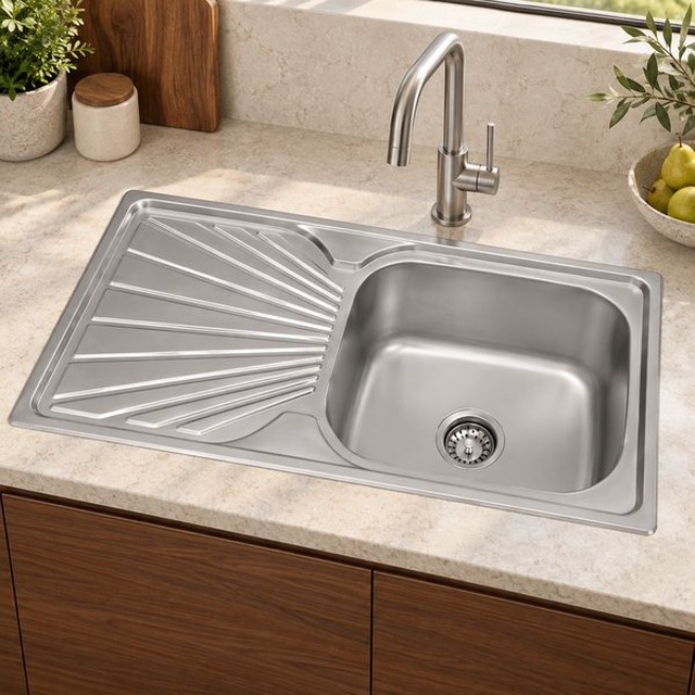 JOMOLA 900 x 500 mm single bowl stainless steel sink