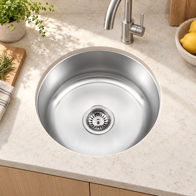JOMOLA Pressed Stainless Steel Sink 450mm Round 304 | Dual-Mount | UPC