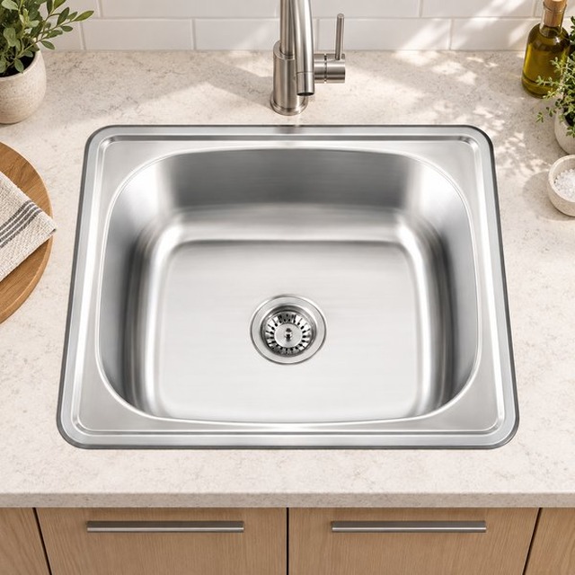 JOMOLA Pressed Stainless Steel Sink 304 Single Bowl Topmount | Satin Polish