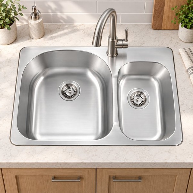 JOMOLA Pressed Stainless Steel Sink Double Bowl 304 | 9