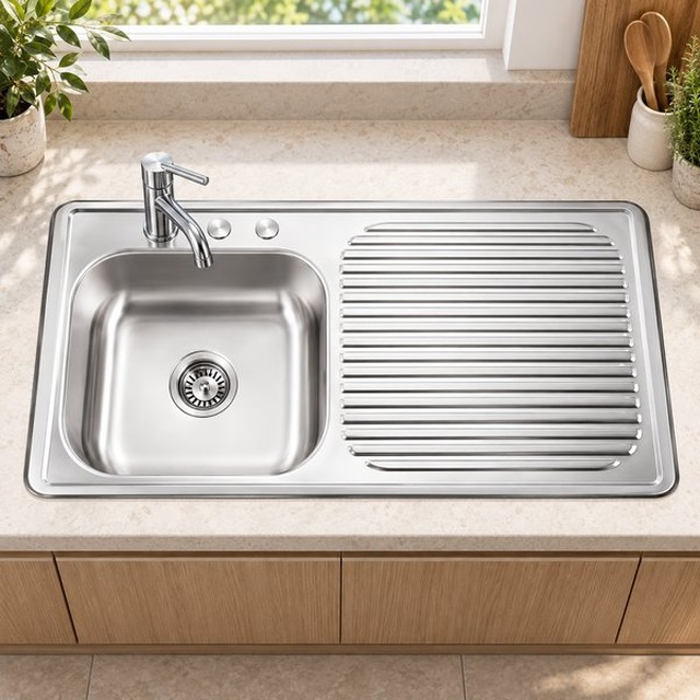 JOMOLA Pressed Stainless Steel Sink 304 Topmount 1000x500mm | Satin Polish