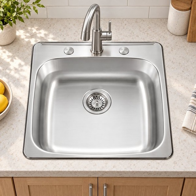 JOMOLA Pressed Stainless Steel Sink 304 Single Bowl Topmount | UPC
