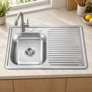 JOMOLA 800 x 500 mm single bowl stainless steel sink