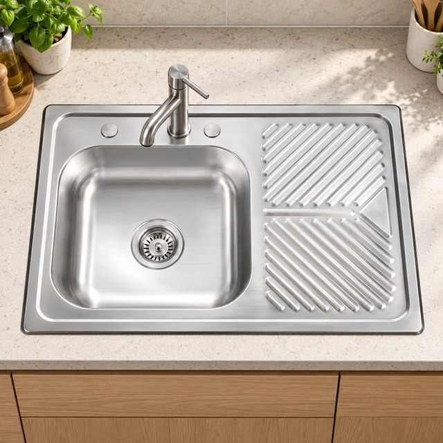 JOMOLA Pressed Stainless Steel Sink 304 Single Bowl 800x520mm | Satin Polish