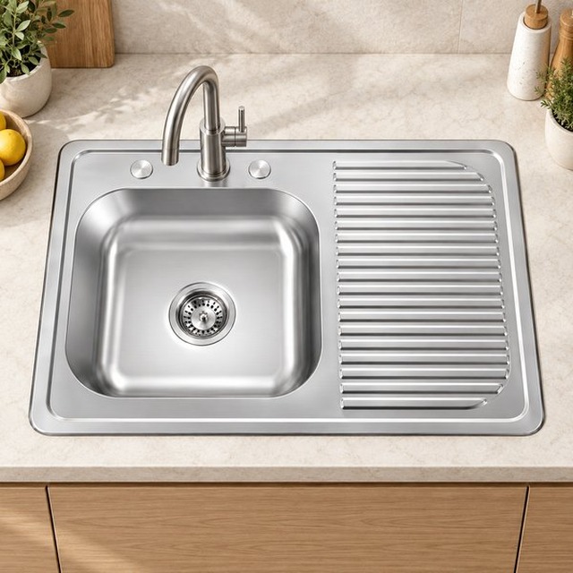 JOMOLA 800 x 520 mm single bowl stainless steel sink