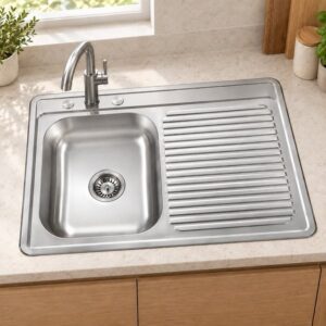 JOMOLA 840 x 560 mm single bowl stainless steel sink