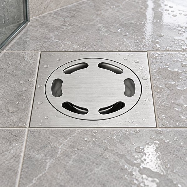 JOMOLA Stainless Steel Floor Drain 100x100mm Satin Finish | 201 Stainless Steel