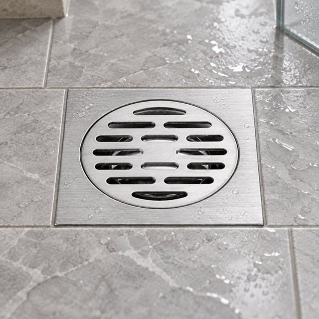 JOMOLA 90 x 90 mm stainless steel floor drain