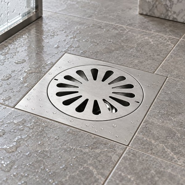 JOMOLA 200 x 200 mm stainless steel floor drain