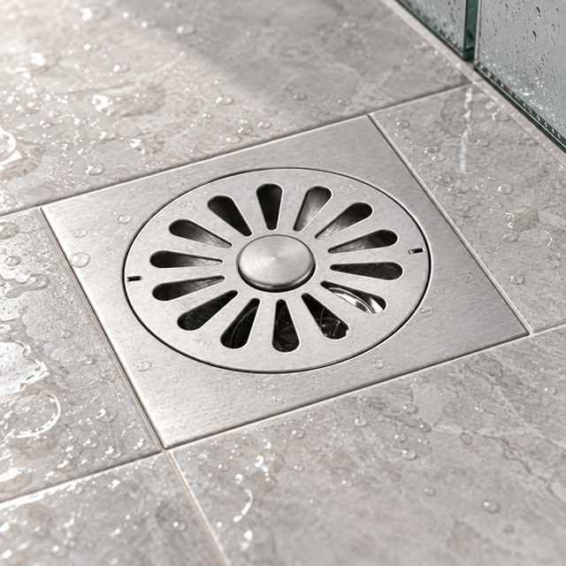JOMOLA Stainless Steel Floor Drain 200x200mm Satin Finish | SUS 304/201
