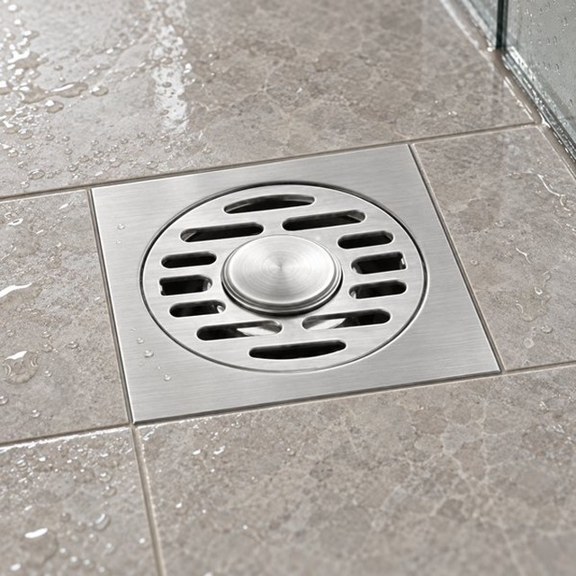 JOMOLA 100 x 100 mm stainless steel floor drain