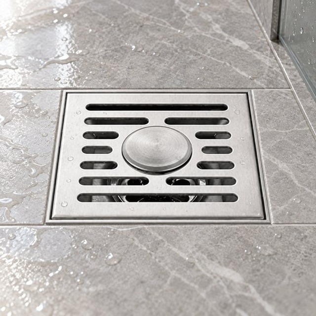 JOMOLA 100 x 100 mm stainless steel floor drain