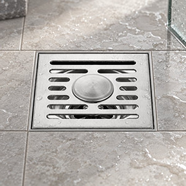 JOMOLA 100 x 100 mm stainless steel floor drain