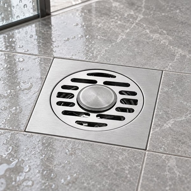 JOMOLA 100 x 100 mm stainless steel floor drain