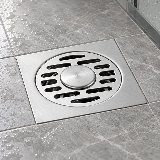 JOMOLA 100 x 100 mm stainless steel floor drain