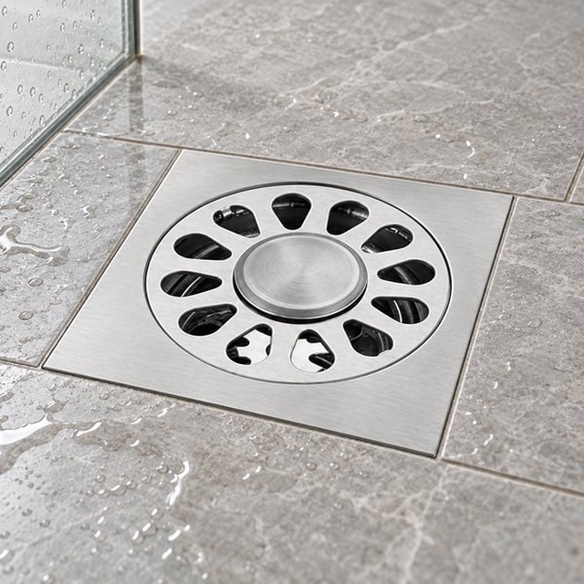 JOMOLA 100 x 100 mm stainless steel floor drain