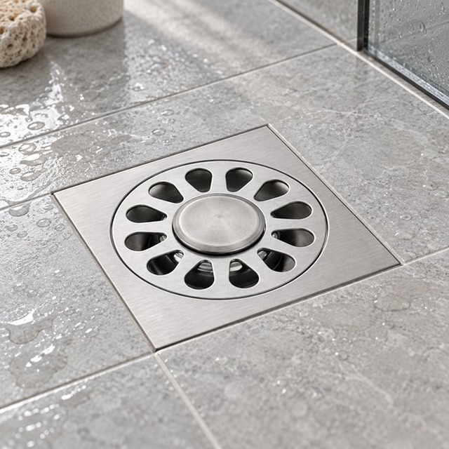 JOMOLA 100 x 100 mm stainless steel floor drain