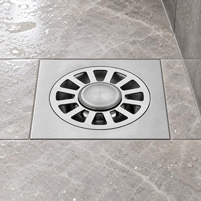 JOMOLA Stainless Steel Floor Drain 100x100mm Polished | SUS 304/201 | 2
