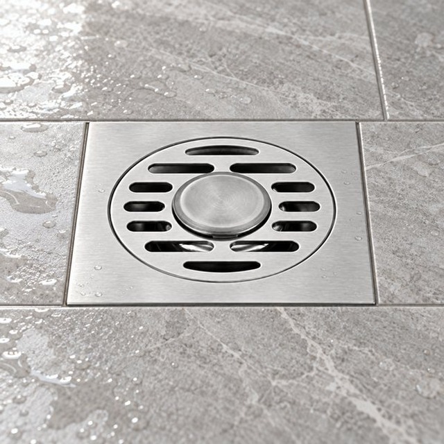 JOMOLA 100 x 100 mm stainless steel floor drain